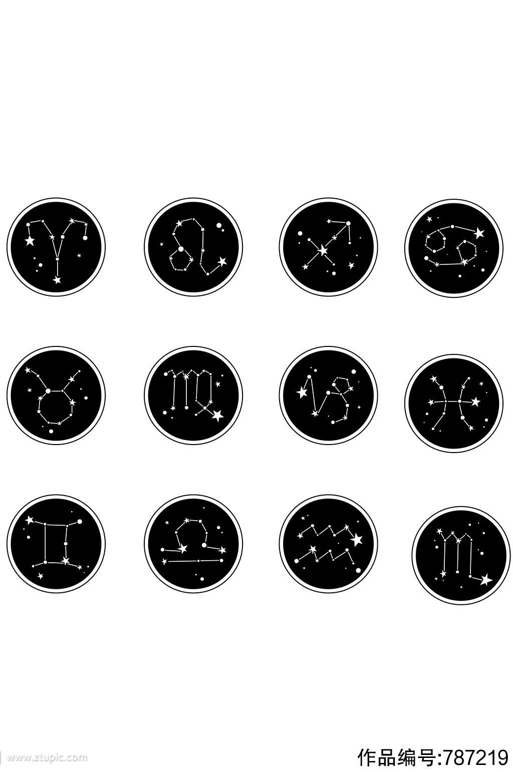 12星座标志图标,12星座标志象征_文秘苑图库