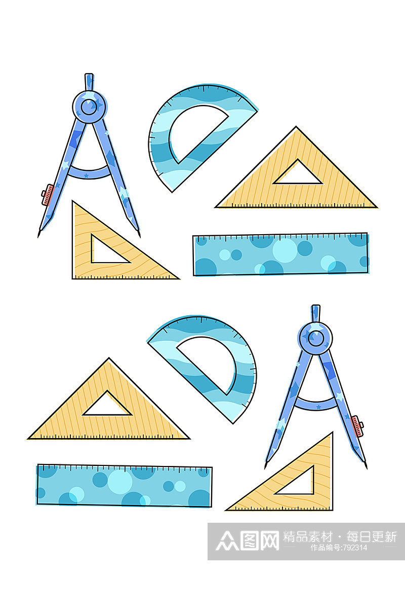 卡通数学课堂工具元素素材