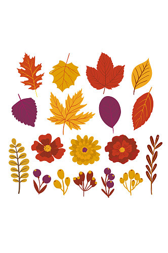手绘秋季枫叶树叶设计素材