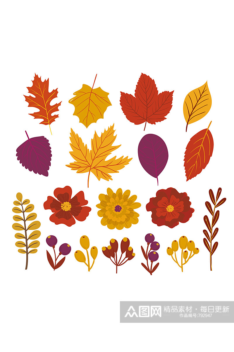 手绘秋季枫叶树叶设计素材素材