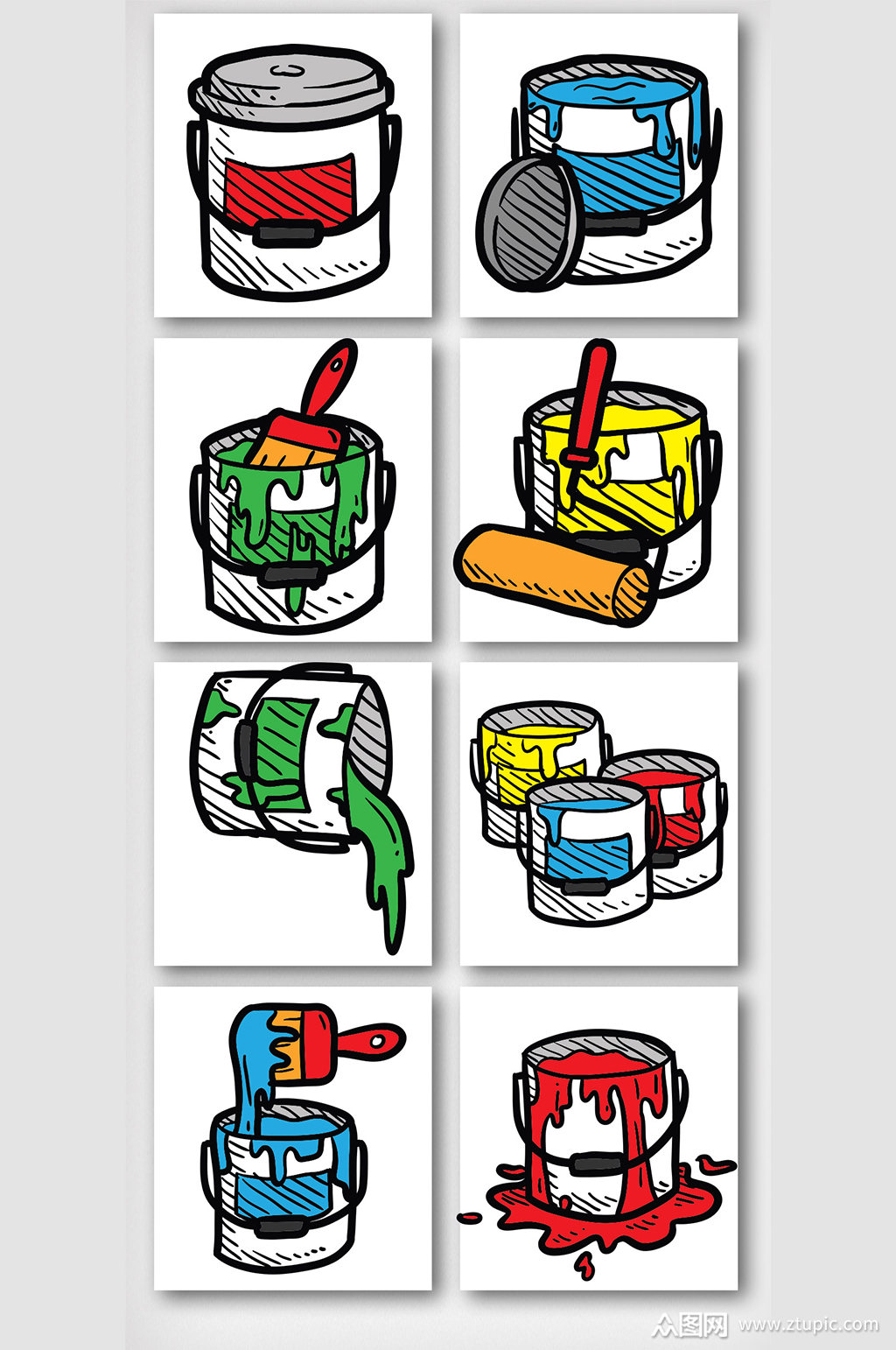 卡通油漆桶图案元素