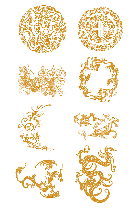 矢量中国传统文化龙凤呈祥元素-众图网