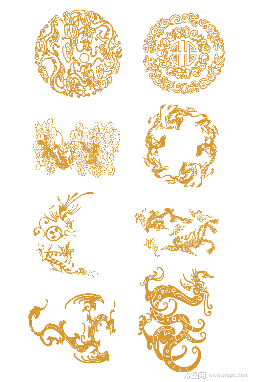 矢量中国传统文化龙凤呈祥元素