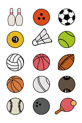 体育运动球类彩色图标