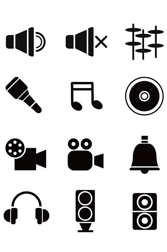 图标黑白音效图标-众图网