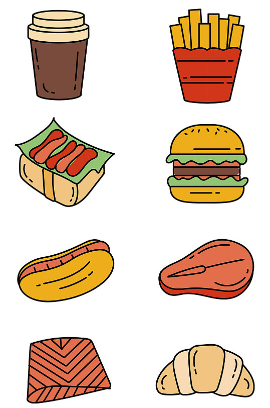 卡通手绘食物食品图标