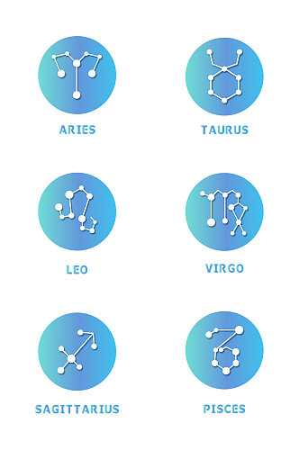 12星座运势渐变图标简约矢量