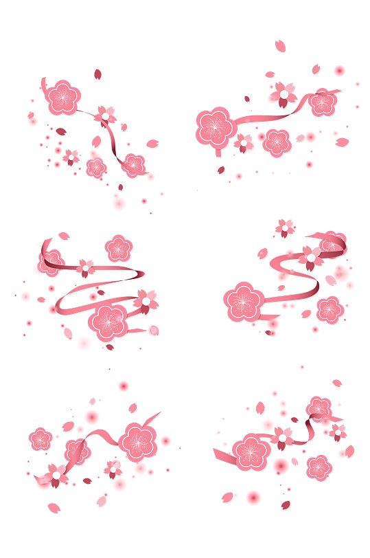粉樱花粉丝带与粉蝴蝶纹理边框