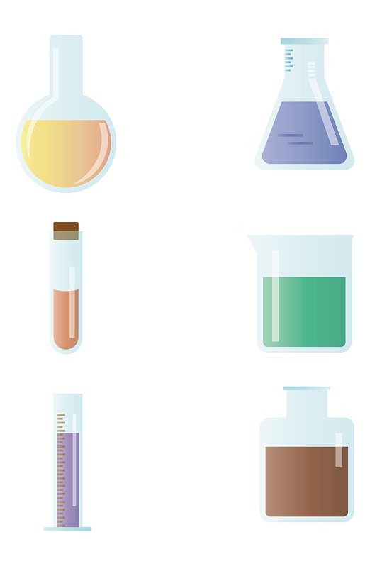 化学仪器瓶子插画装饰图案 化学元素