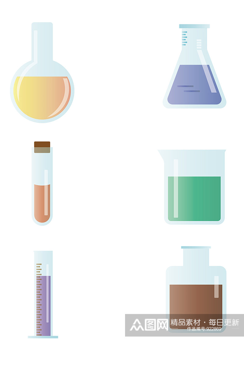 化学仪器瓶子插画装饰图案 化学元素素材