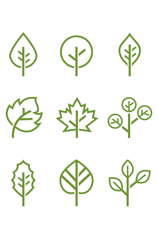 矢量创意简约树叶叶子图标素材