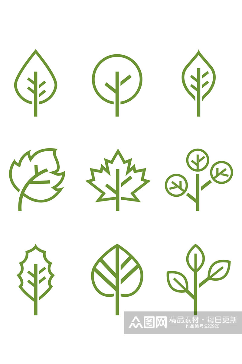 矢量创意简约树叶叶子图标素材素材