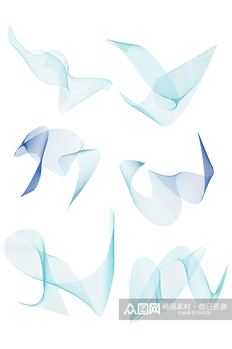 抽象设计蓝色科技曲线元素素材