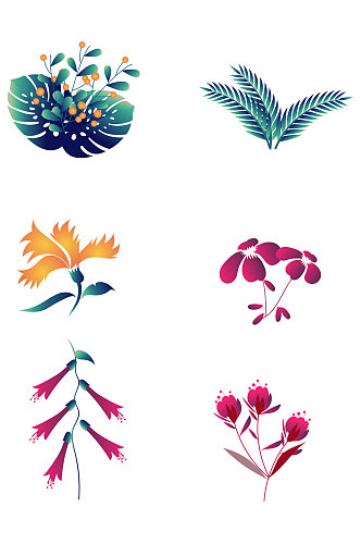 水彩花卉扁平化装饰图案