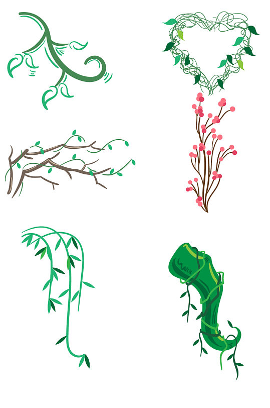 树藤枝条抽象卡通元素