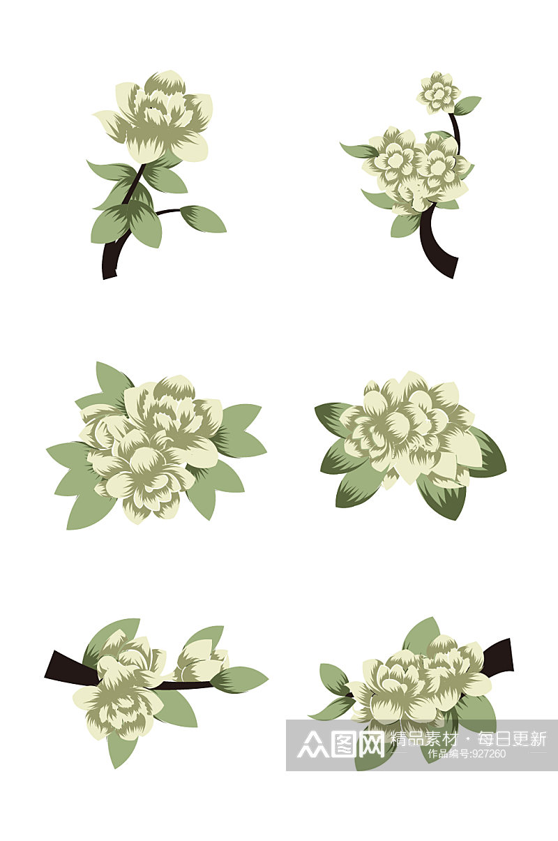 栀子花白色花花朵装饰图案素材