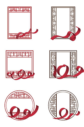 红绸带底纹大红边框