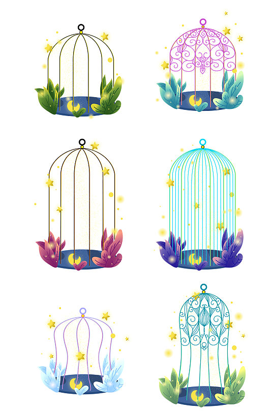卡通鸟笼子免抠图装饰图案-众图网