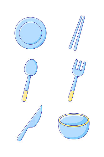 公益盘子和筷子插画