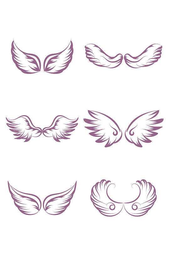 紫色羽毛飞舞翅膀装饰图案
