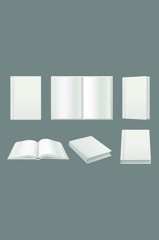 书籍封面模板干净的白色3d页面分离