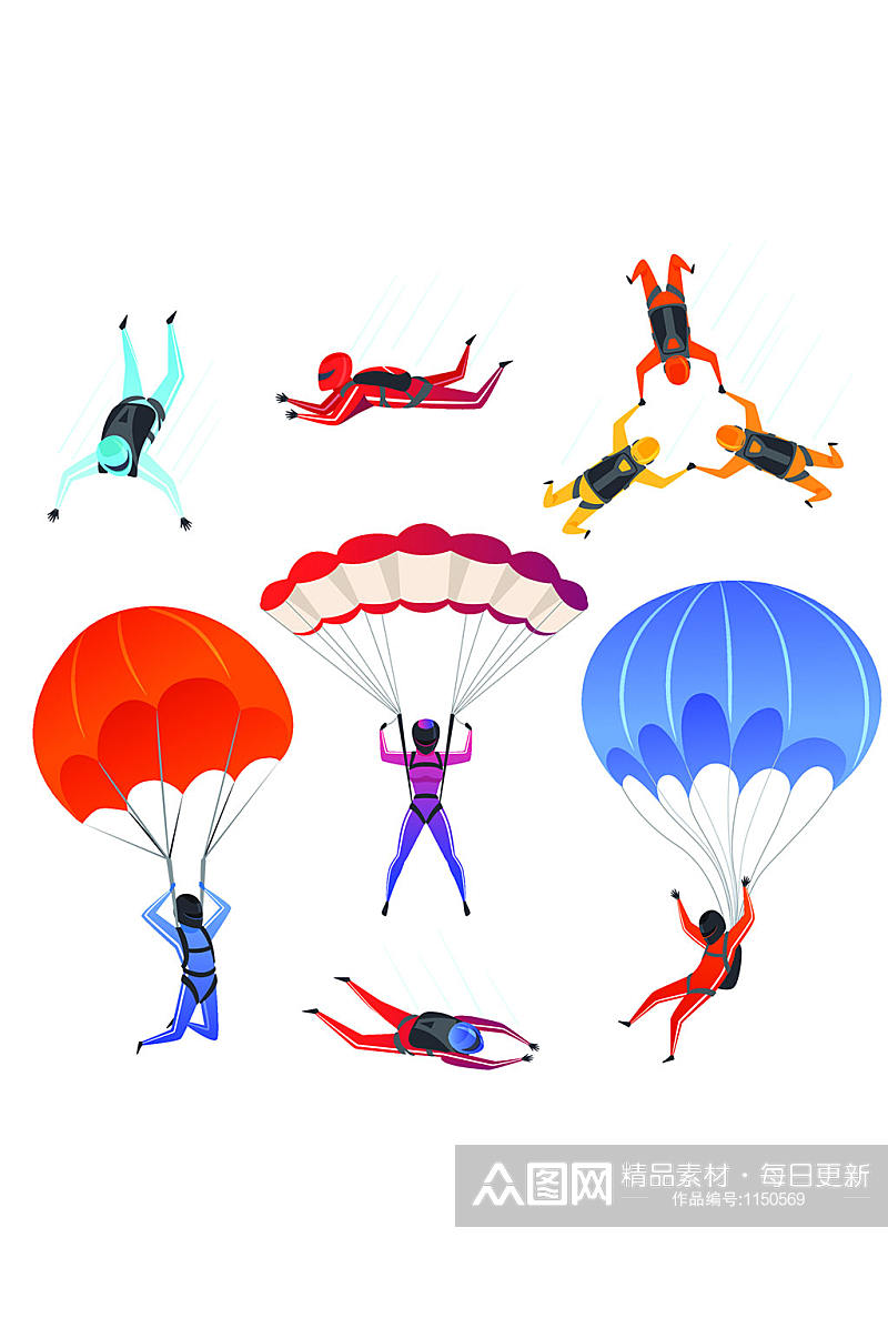 跳伞者极限运动高空跳伞滑翔伞男性素材