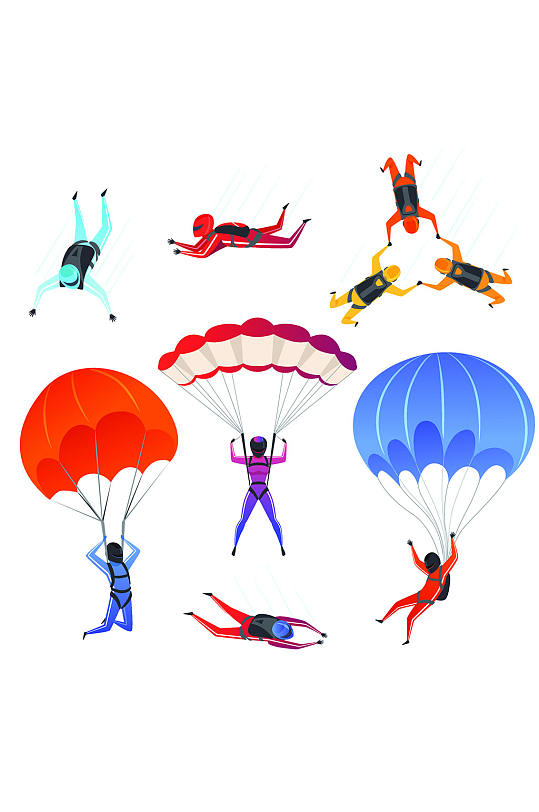 跳伞者极限运动高空跳伞滑翔伞男性