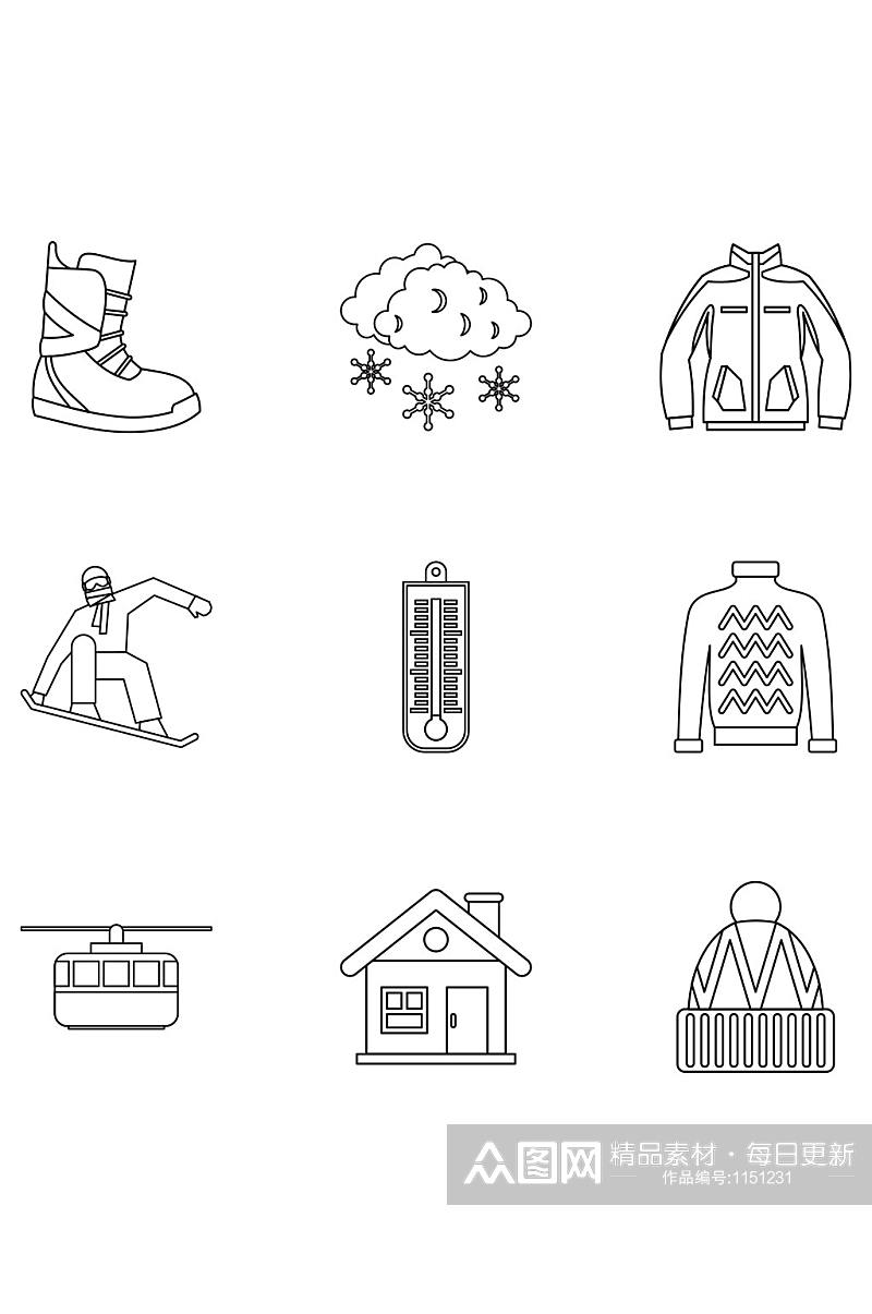 冬季假期图标设置概述9个寒假传染媒介素材