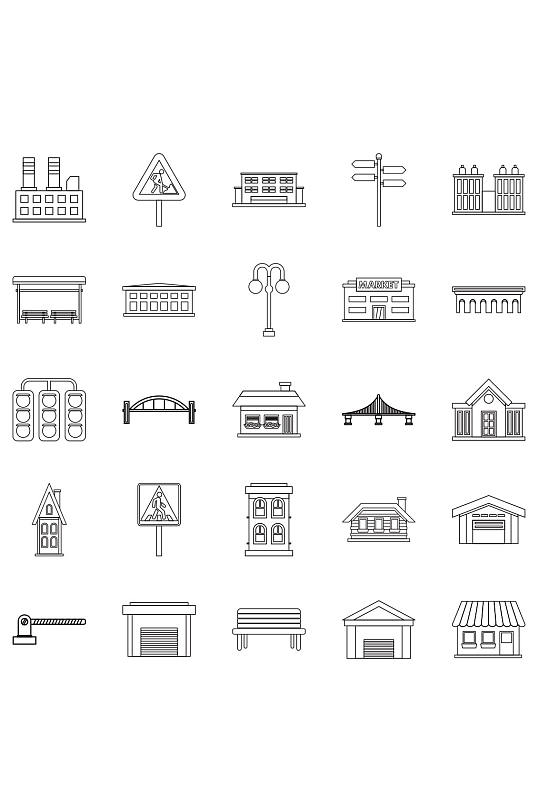 城市建筑图标设置概述套25个城市建筑
