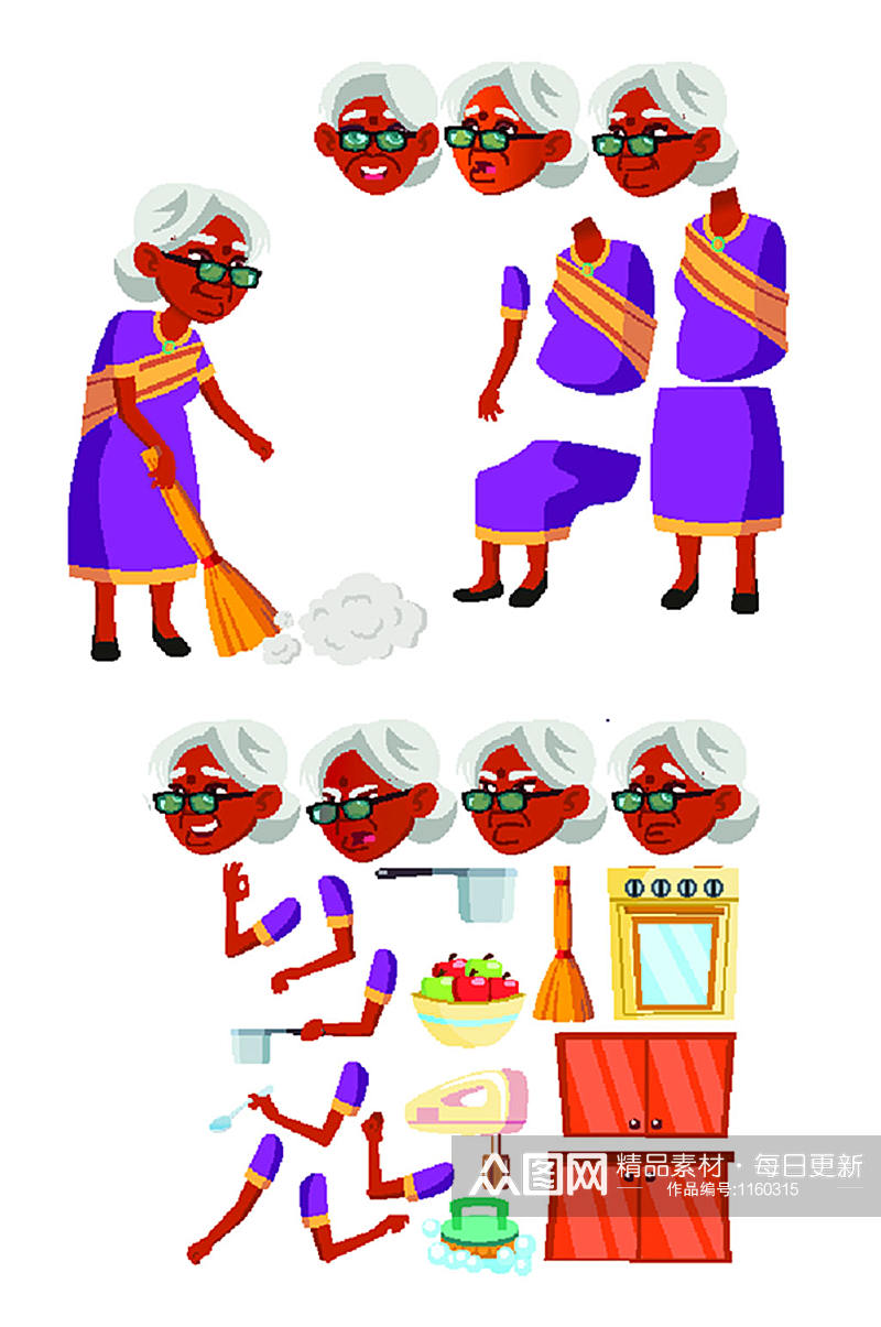 印度老女人矢量印度教素材