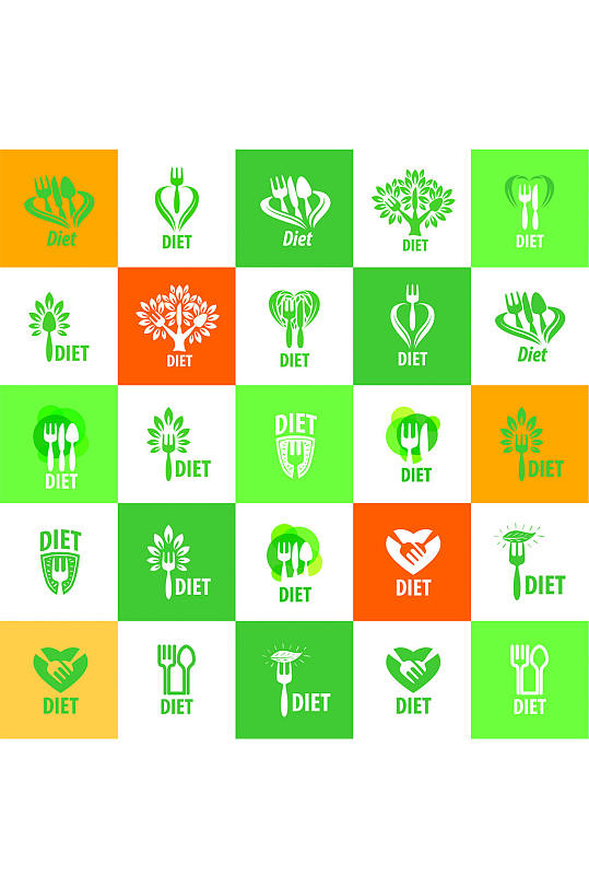 饮食的矢量标志徽标设计模板的饮食