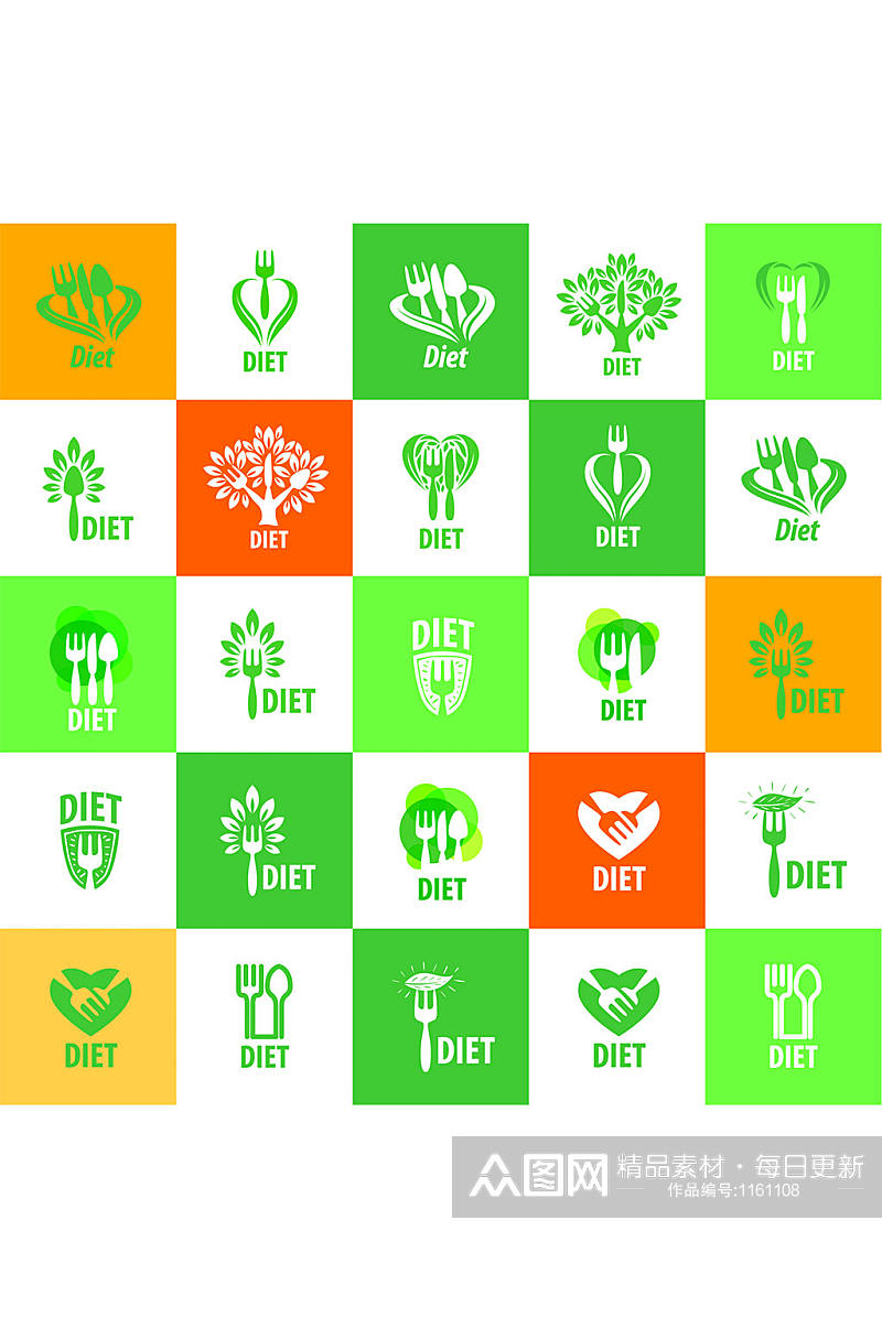 饮食的矢量标志徽标设计模板的饮食素材