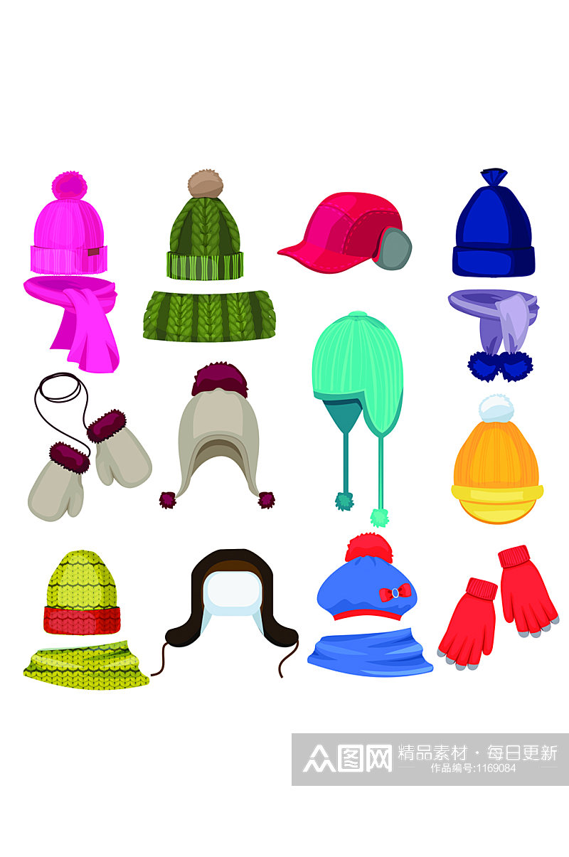 冬天的帽子卡通头饰帽围巾和其他时尚素材