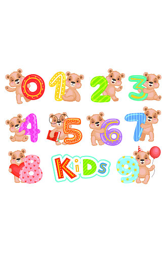 生日数字熊为孩子们庆祝泰迪熊字符