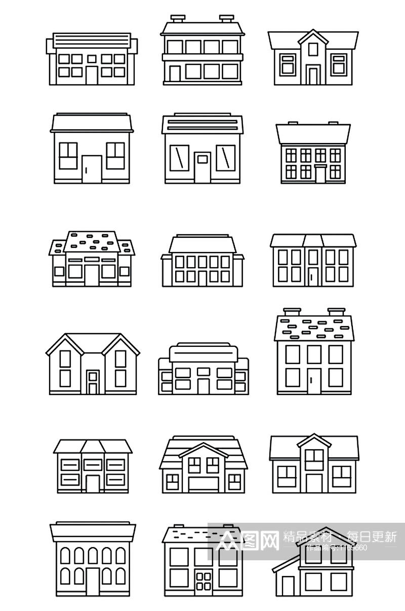 小屋的房子图标设置概述套别墅房子素材