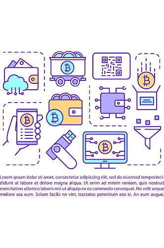 加密货币钱包文章页面矢量模板加密