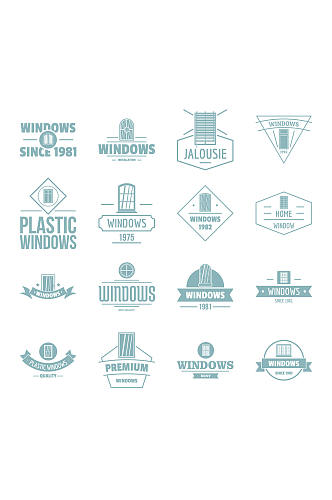 窗口建设标志图标设置16个窗口建筑商
