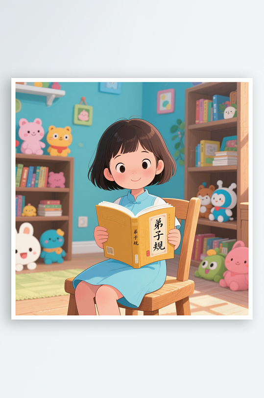 AI数字艺术阅读卡通人物插图-众图网