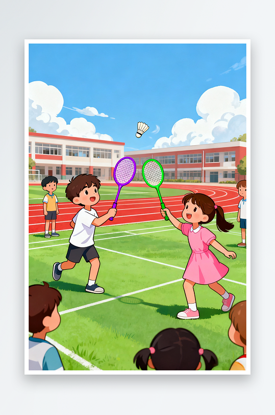 AI数字艺术运动卡通人物插图-众图网