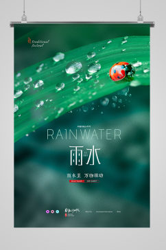 简约现代雨水节气海报