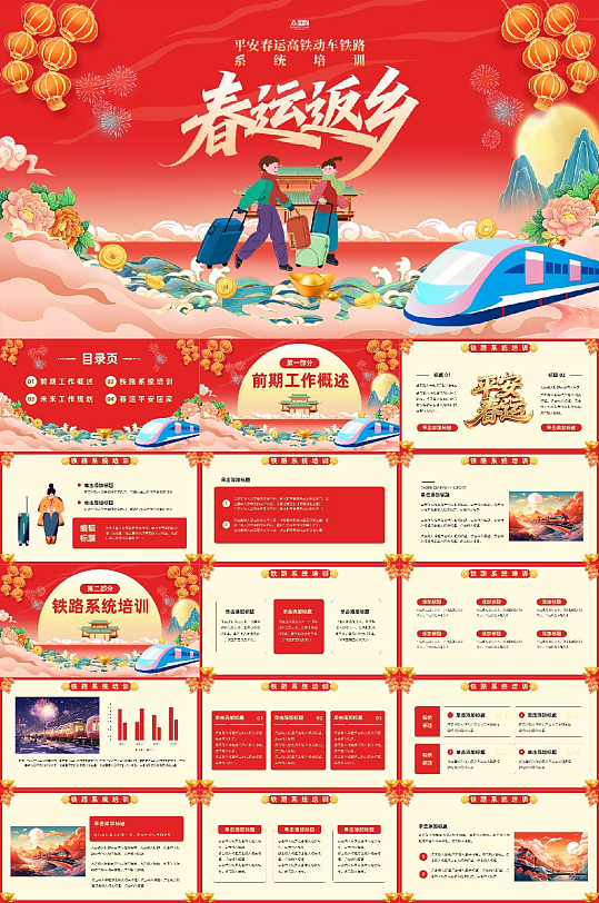 平安春运高铁动车铁路系统培训PPT-众图网