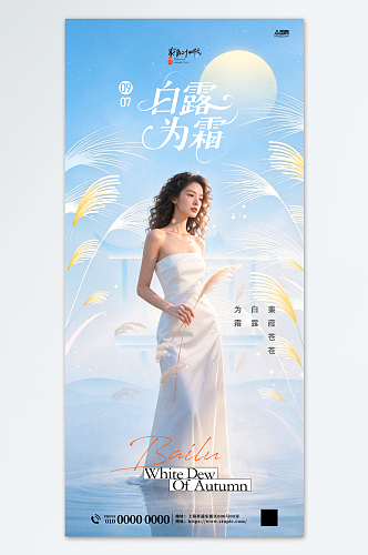 白露二十四节气医美行业人物海报