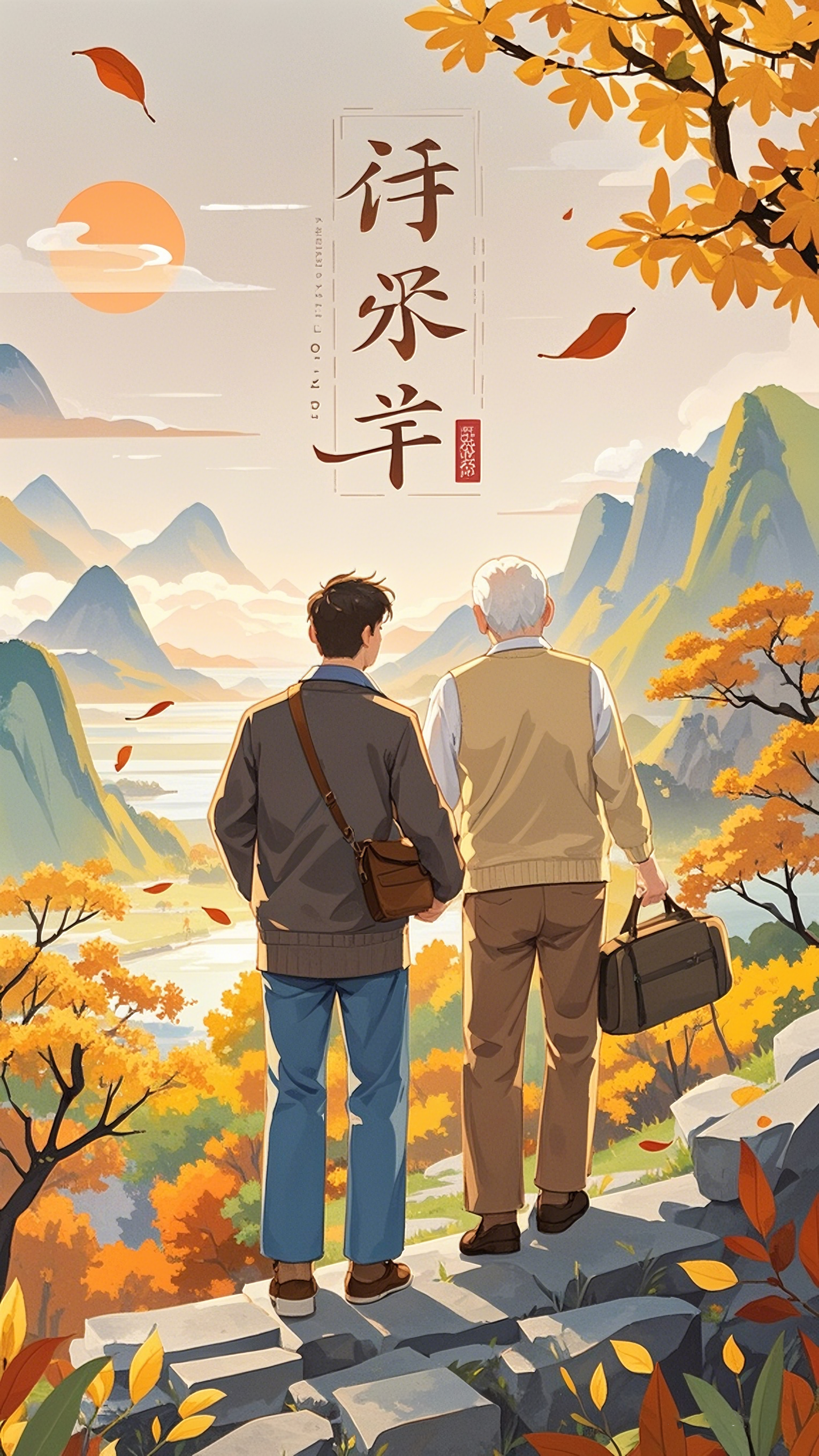 重陽(yáng)節(jié)登高背景照片素材