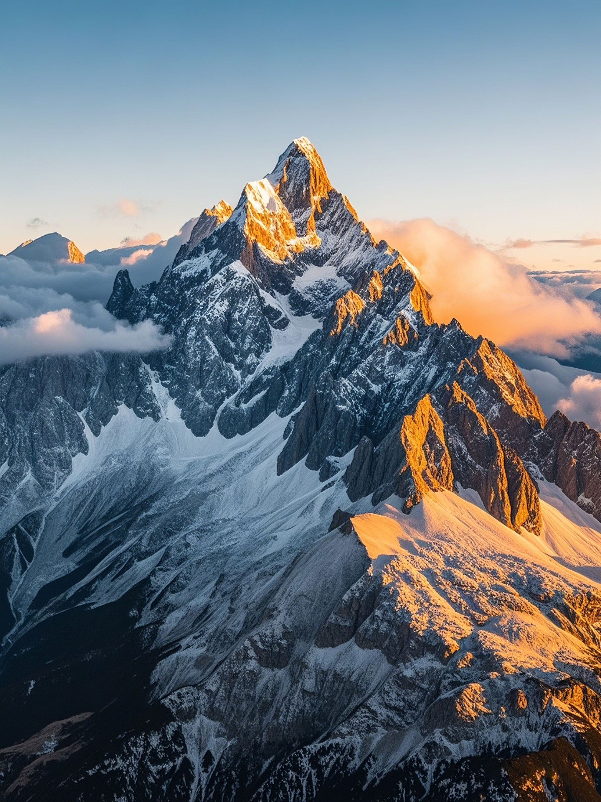 阳光下的雪山唯美风景图素材