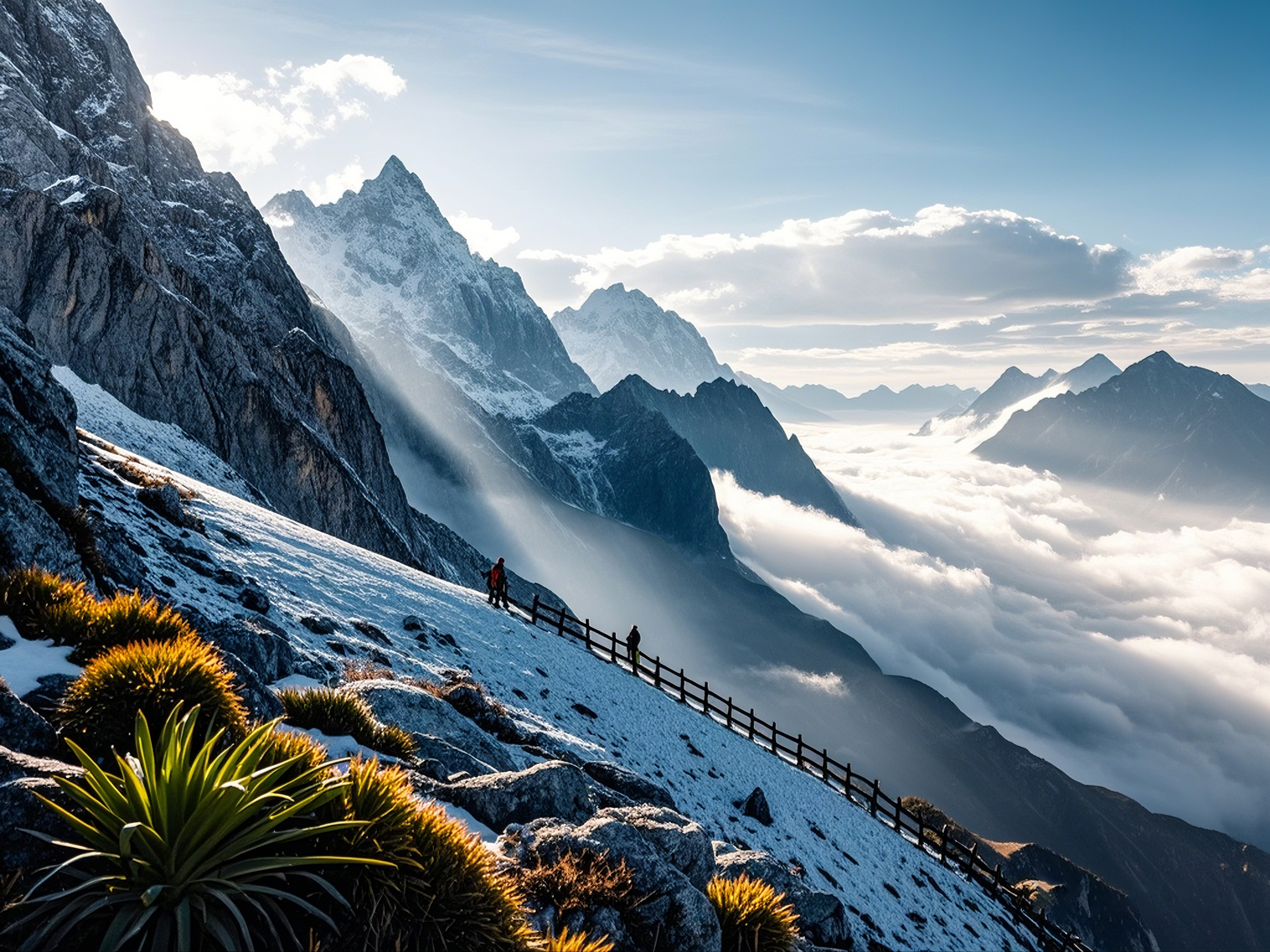 唯美雪山风景照云海素材