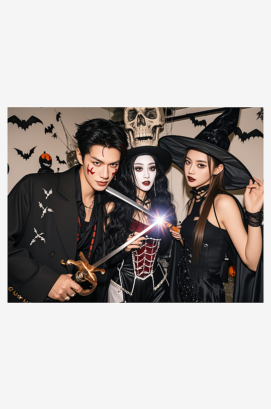 万圣节活动人像图AI摄影图-众图网