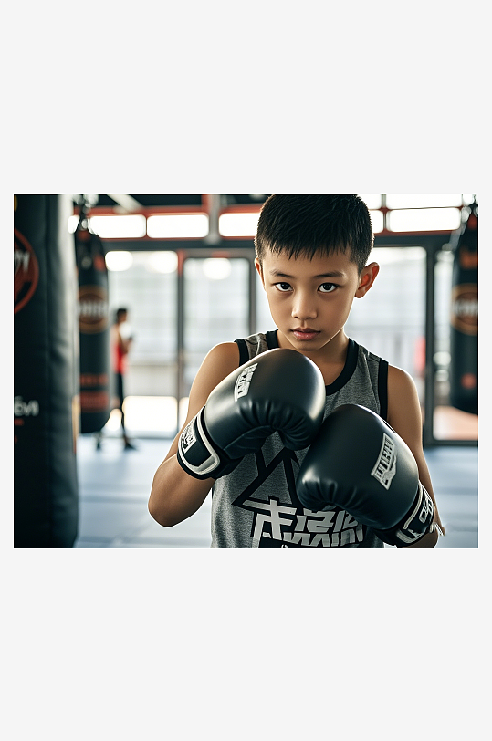 搏击馆少儿搏击训练摄影照片AI-众图网