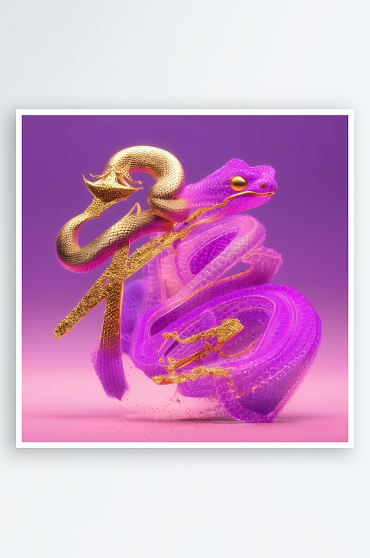 创意蛇年3D立体蛇福字渲染效果