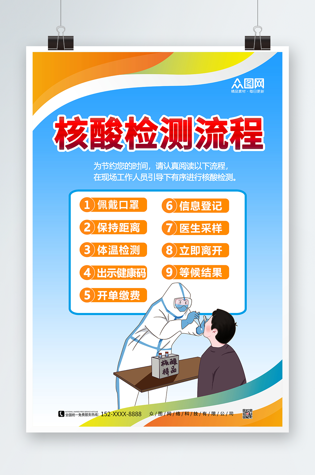 核酸检测采样防疫海报素材