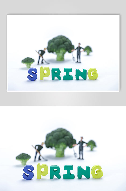 春季微缩景观人物植树节活动物品摄影图片